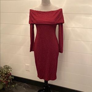 Premier Amour Asymmetrical Elegant Off-Shoulder Red Dress